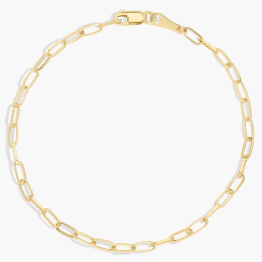 7.5" Paperclip Chain Bracelet 18k Gold